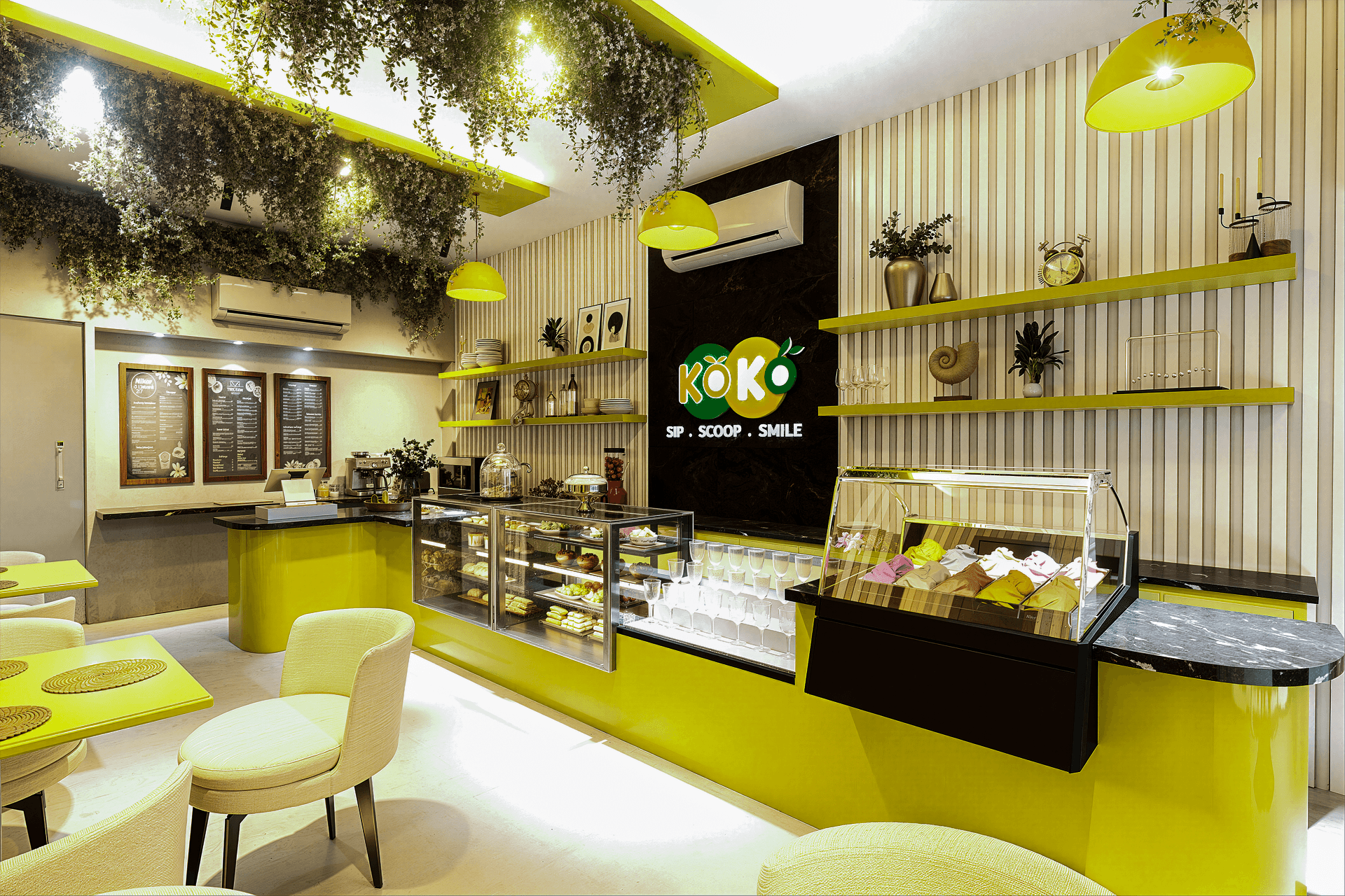 KOKO Café — Counter & Logo Wall