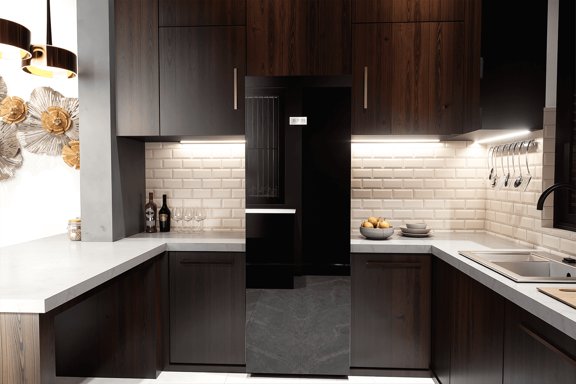 Galley Kitchen in Dark Timber