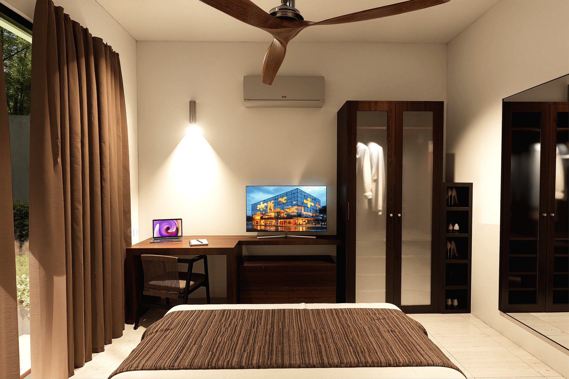 Bedroom Media & Wardrobe Wall