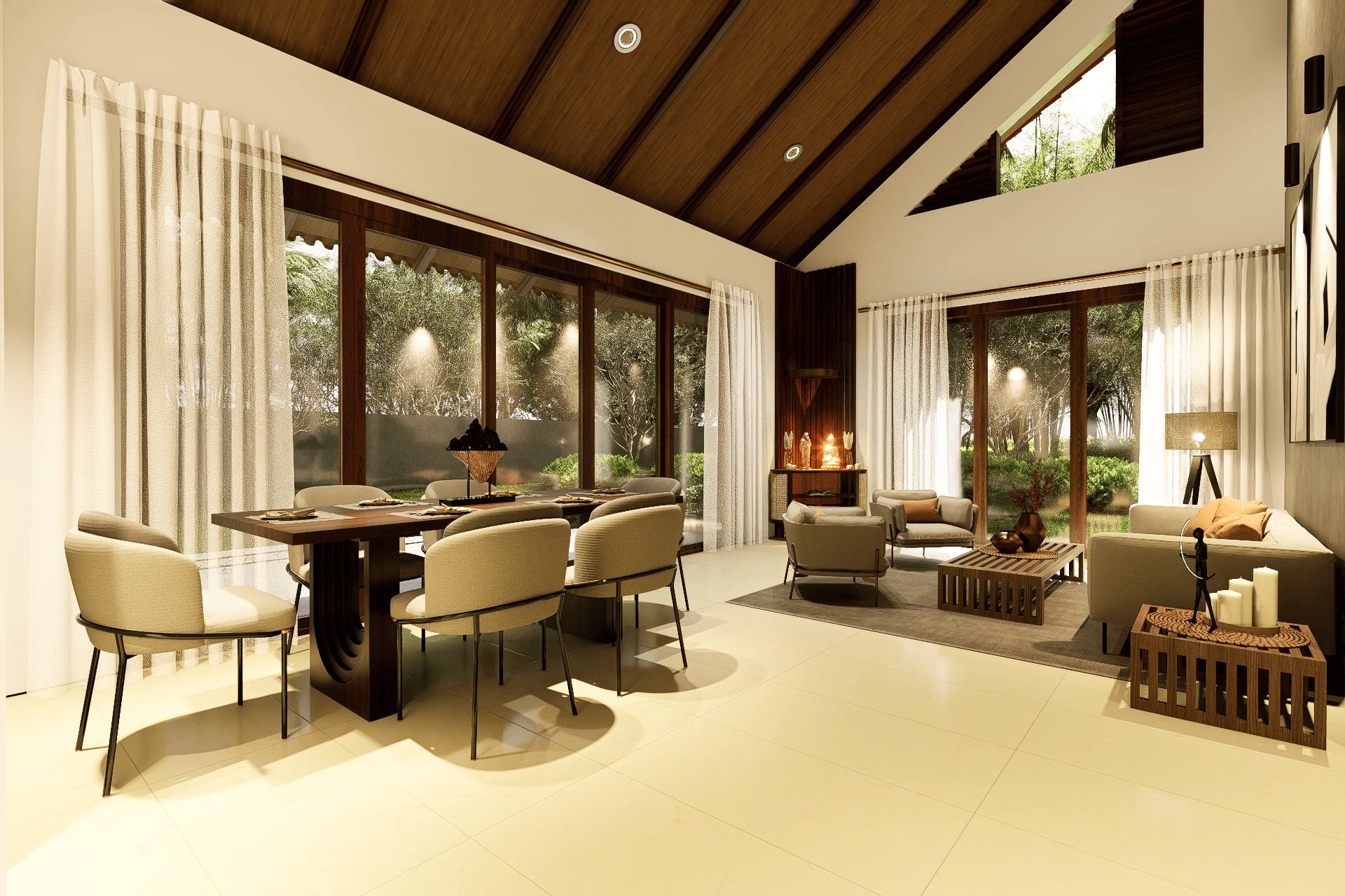 Vaulted Living & Dining Hall