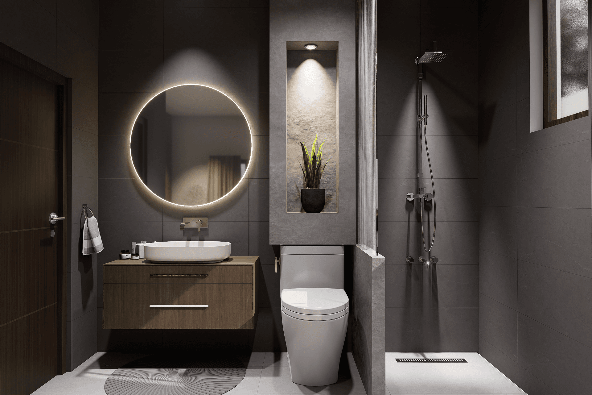 Washroom Vanity & Walk-in Shower